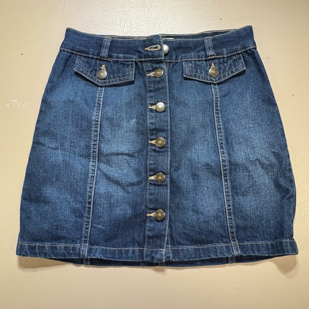 SO Blue Denim Mini Skirt with Button Detail